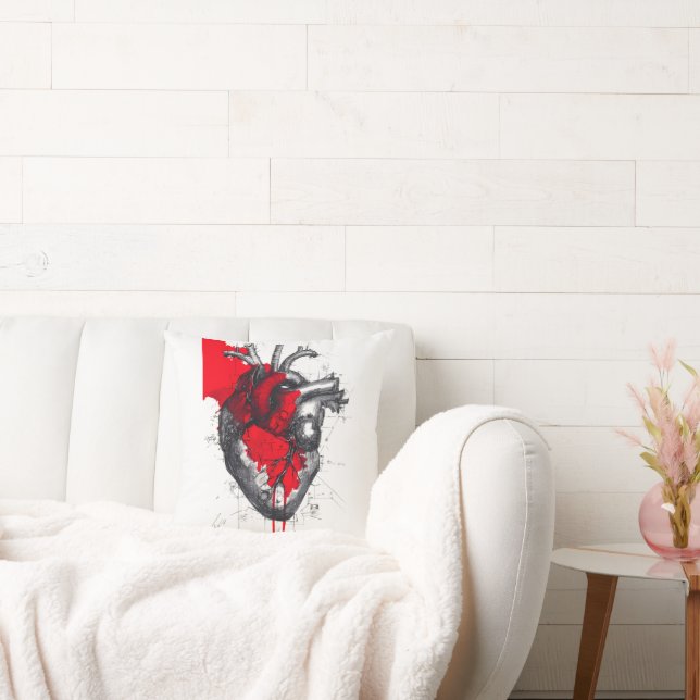 Anatomical Heart Trash Polka Art Pillow (Couch)