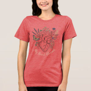 Anatomical Heart Wildflower Bouquet Aesthetic  Tri-Blend Shirt