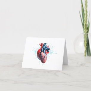 Anatomical Heart with EKG – Medical Art Design Thank You Card