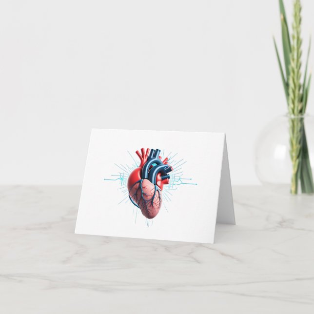 Anatomical Heart with EKG – Medical Art Design Thank You Card (Front)