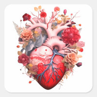 Anatomical heart with flowers 