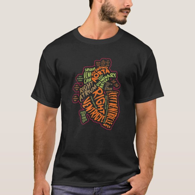 Anatomical Human Heart Cardiology Medical Cardiac T-Shirt (Front)
