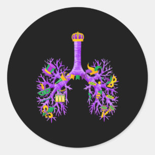 Anatomical Lungs Mardi Gras Respiratory Therapist Classic Round Sticker