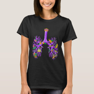 Anatomical Lungs Mardi Gras Respiratory Therapist  T-Shirt