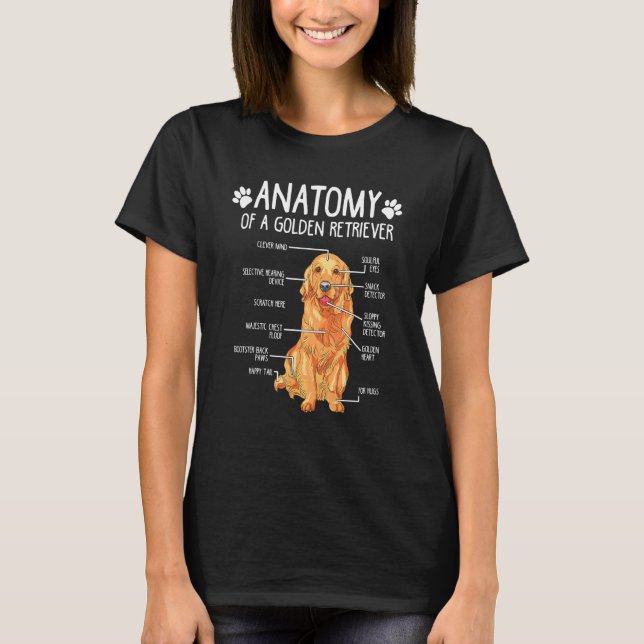 Anatomy Golden Retriever Dog T-Shirt (Front)