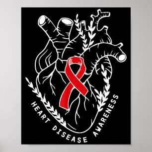 Anatomy Heart Ribbon Chd Heart Disease Awareness M Poster