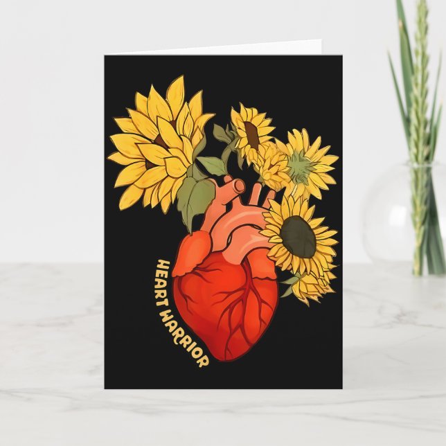 Anatomy Heart Warrior Sunflower Chd Heart Disease  Card (Front)