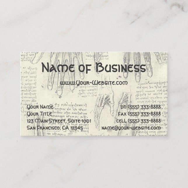 Anatomy Human Larynx and Leg by Leonardo da Vinci Business Card (Front)