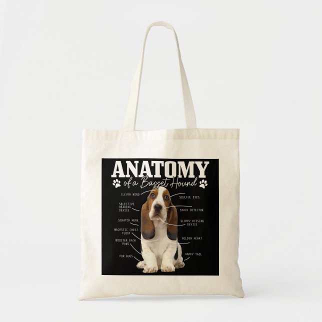 Anatomy Of A Basset Hound Funny Cute Dog Basset Mo Tote Bag (Front)