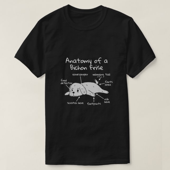 Anatomy Of A Bichon Frise Funny Dog Gift  T-Shirt (Design Front)