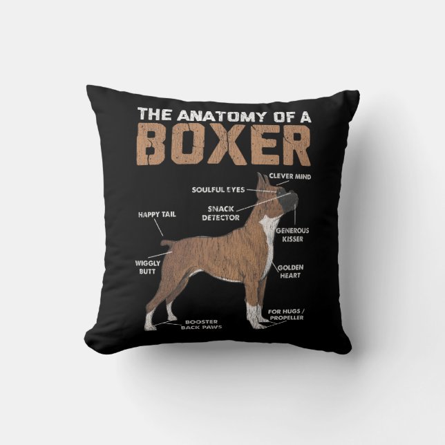 Anatomy of a Boxer Dog Animal Pet Lover Cushion (Front)