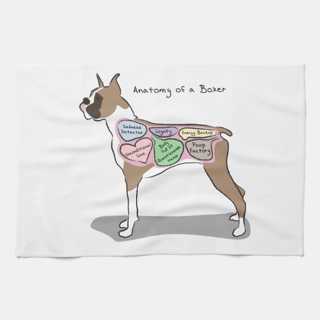 Anatomy of a Boxer Dog gifts Tea Towel (Horizontal)