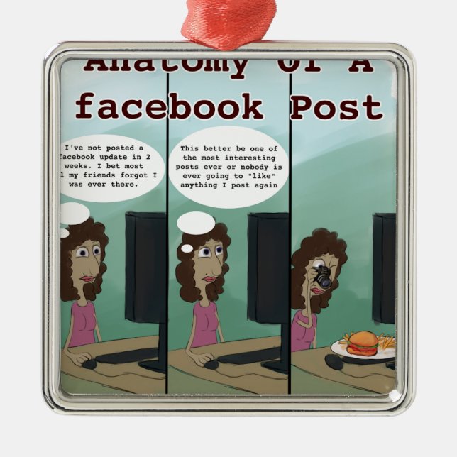 Anatomy Of A facebook Post Funny Metal Tree Decoration (Front)