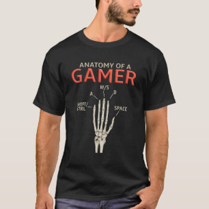Anatomy Of A Gamer Skeleton Hand Funny Men Boys Ki T-Shirt