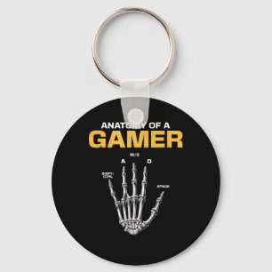 Anatomy Of A Gamer Skeleton Hand Funny Video Gamer Key Ring