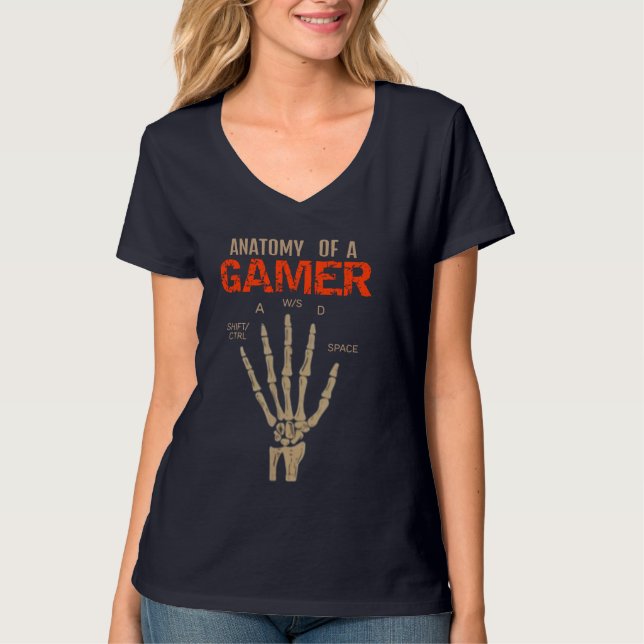 Anatomy of a Gamer Skeleton Hand Keyboard T-Shirt (Front)