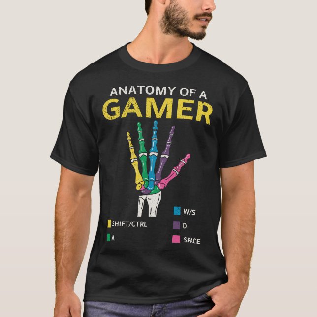 Anatomy Of A Gamer Video Games Lover T-Shirt (Front)