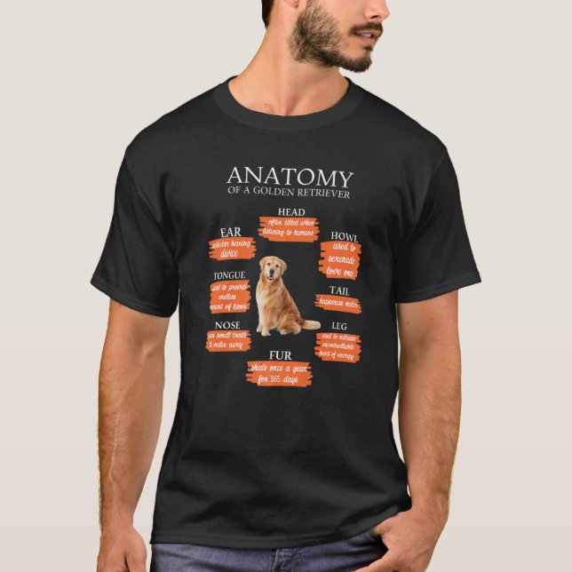 Anatomy Of A Golden Retriever Funny Anatomy Retro  T-Shirt (Front)