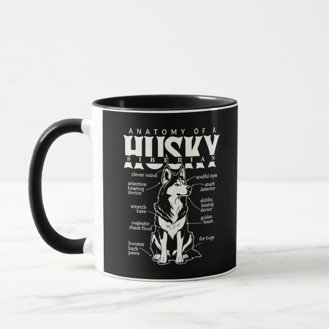 Anatomy of a Husky Funny Dog Breed Quote Mug (Left)