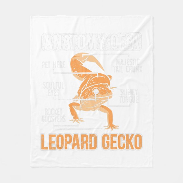 Anatomy Of A Leopard Gecko Lover Lizard Animal Rep Fleece Blanket (Front)