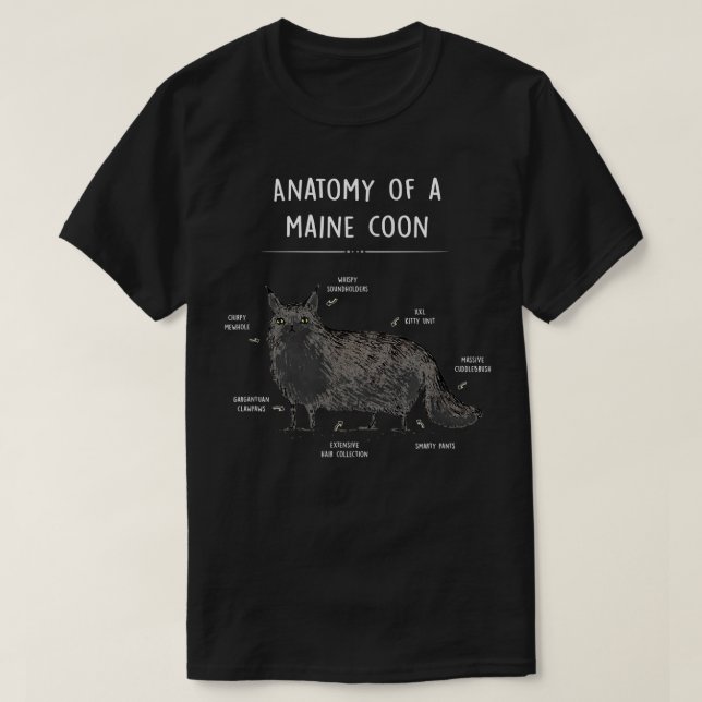 Anatomy Of A Maine Coon  Funny Cat Humor Gift  T-Shirt (Design Front)