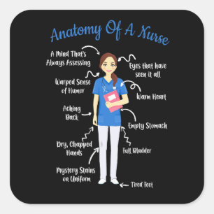 Anatomy Of A Nurse Square Sticker