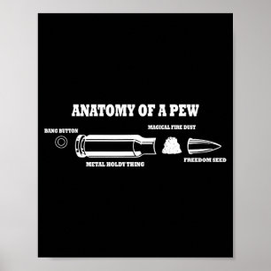 Anatomy of a pew - funny bullet graphic joke poster