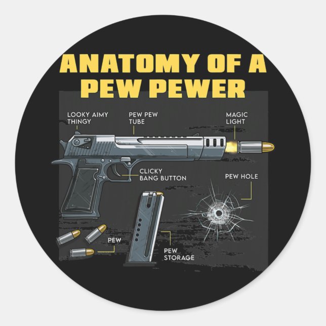 Anatomy Of A Pew Pewer Hunt Hunters Deer Hunting  Classic Round Sticker (Front)