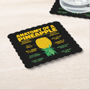Anatomy Of A Pineapple Funny Pineapple Lovers Cool Paper Coaster