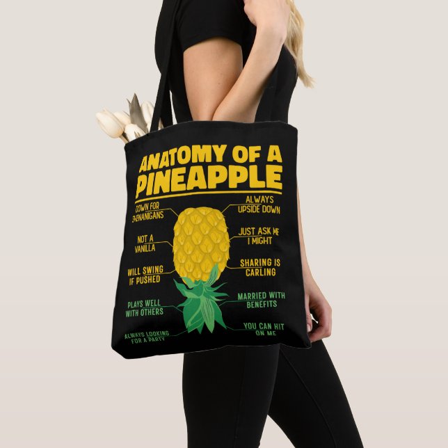 Anatomy Of A Pineapple Funny Pineapple Lovers Cool Tote Bag (Close Up)