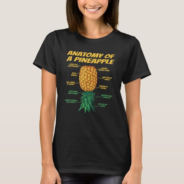 Anatomy Of A Pineapple  Swinger Upside Down Pineap T-Shirt (Front)