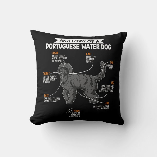 Anatomy Of A Portuguese Water Dog Dog Owner Gift Cushion (Front)