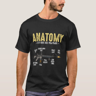 Anatomy Of A Real Fast Pew Pewer Rifle Long-Barrel T-Shirt