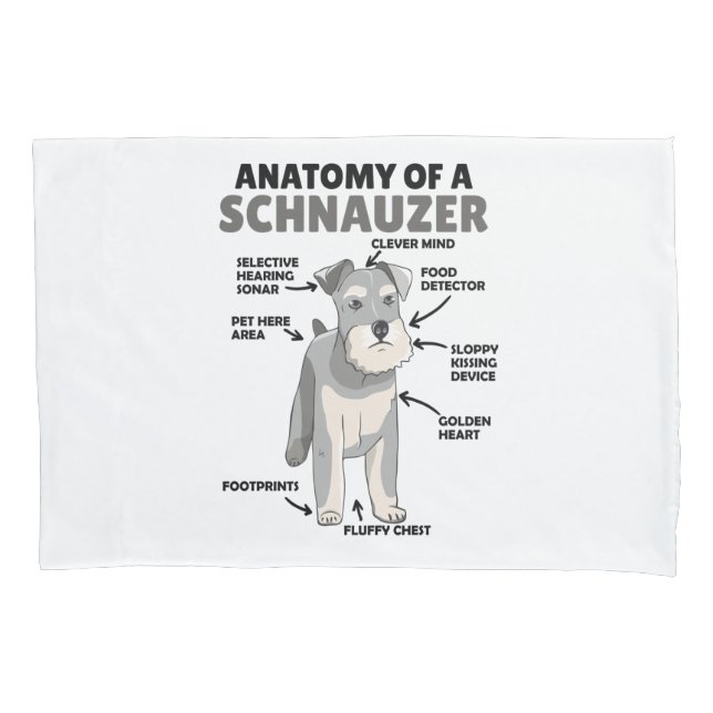 Anatomy Of A Schnauzer Cute Dog Puppy Pillowcase (Front)