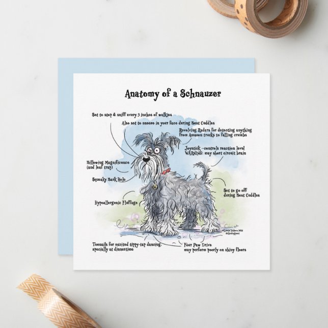 Anatomy of a Schnauzer Notecard (Front/Back In Situ)
