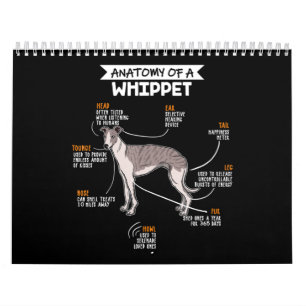 anatomy of a whippet dog funny dog lover gift calendar