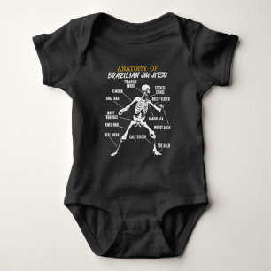Anatomy of Brazilian Jiu Jitsu Fighter Skeleton Baby Bodysuit