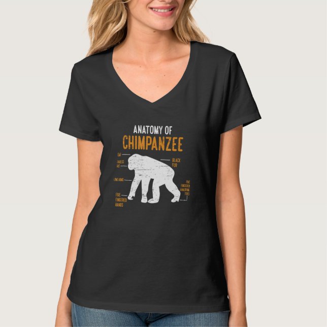 Anatomy Of Chimpanzee Monkey Chimp Ape Wildlife Ch T-Shirt (Front)