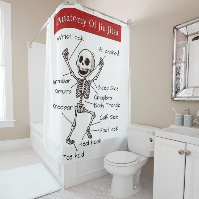 Anatomy Of Jiu Jitsu BJJ Skeleton Submission Guide Shower Curtain (In Situ)