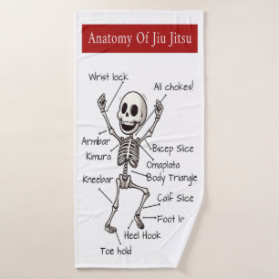 Anatomy Of Jiu Jitsu BJJ Skeleton Submissions Gym Bath Towel