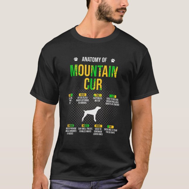 Anatomy of Mountain Cur Dog Lover T Shirt (Front)