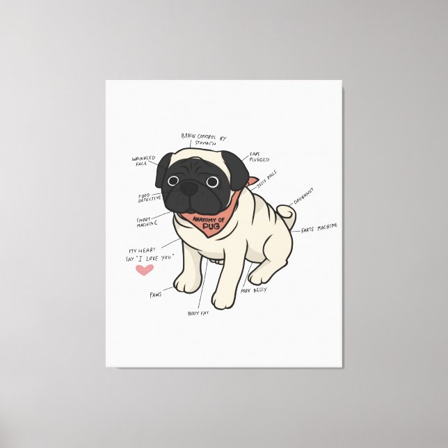 Anatomy Of Pug Dog Chart Canvas Print (Front)