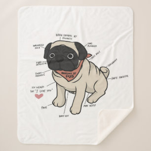 Anatomy Of Pug Dog Chart Sherpa Blanket