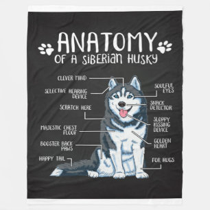 Anatomy Siberian Husky Funny Gifts Husky Owner Fleece Blanket