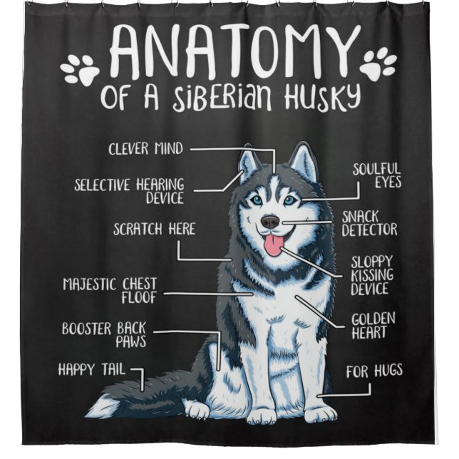 Anatomy Siberian Husky | Funny Gifts Husky Owner Shower Curtain (Front)