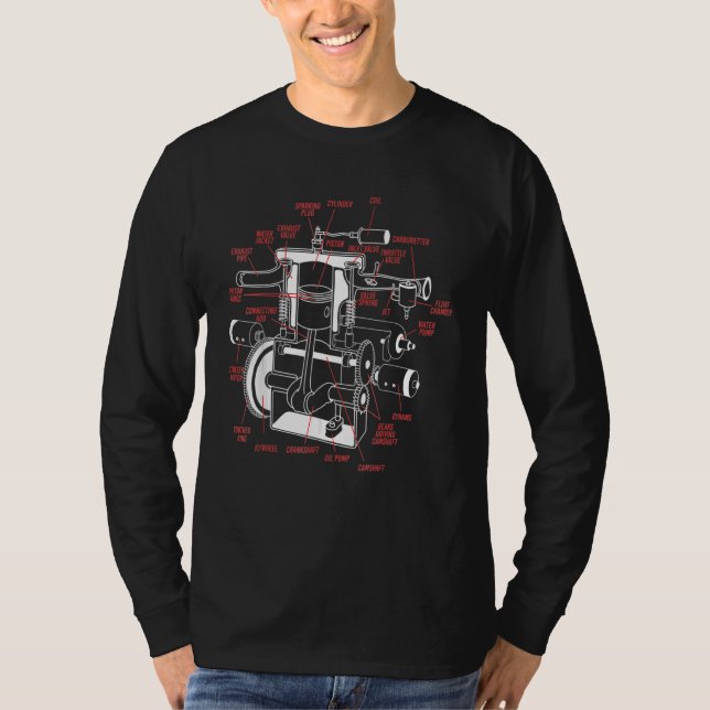 Anatomy System Car Engine Mechanic 2022  For Men W T-Shirt (Front)