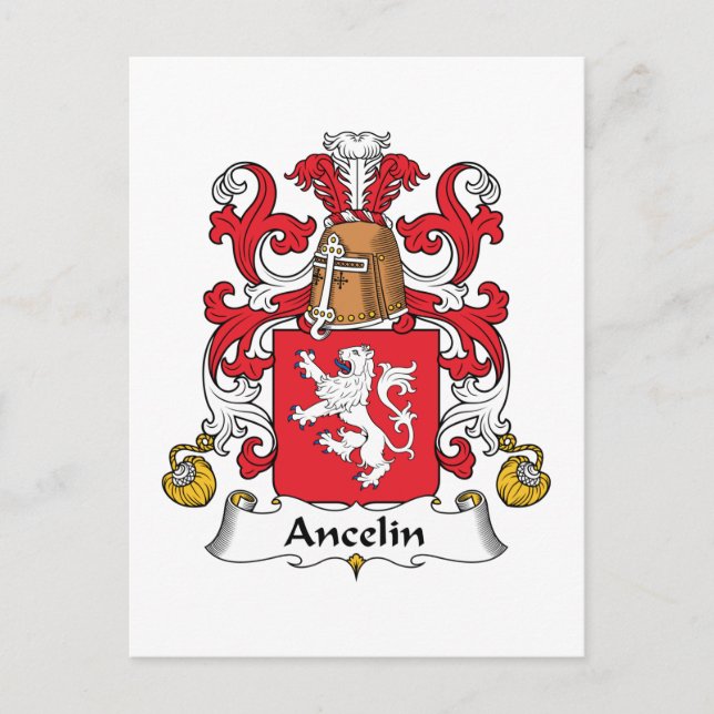 Ancelin Family Crest Postcard (Front)