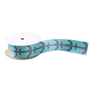 Anchor 05 on Teal Satin Ribbon