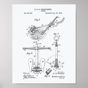 Anchor 1892 Patent Art White Paper Poster