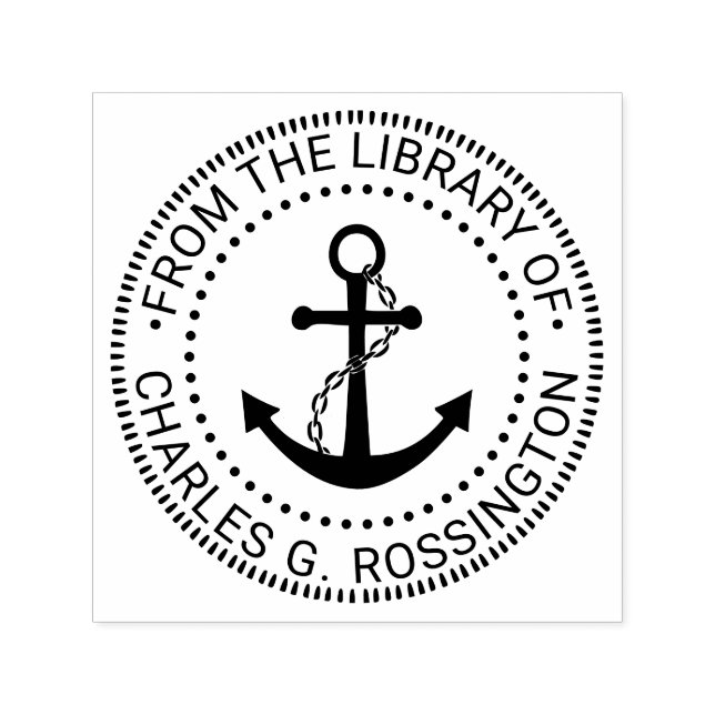 Anchor #3 Nautical Library Book Name Self-inking Stamp (Design)